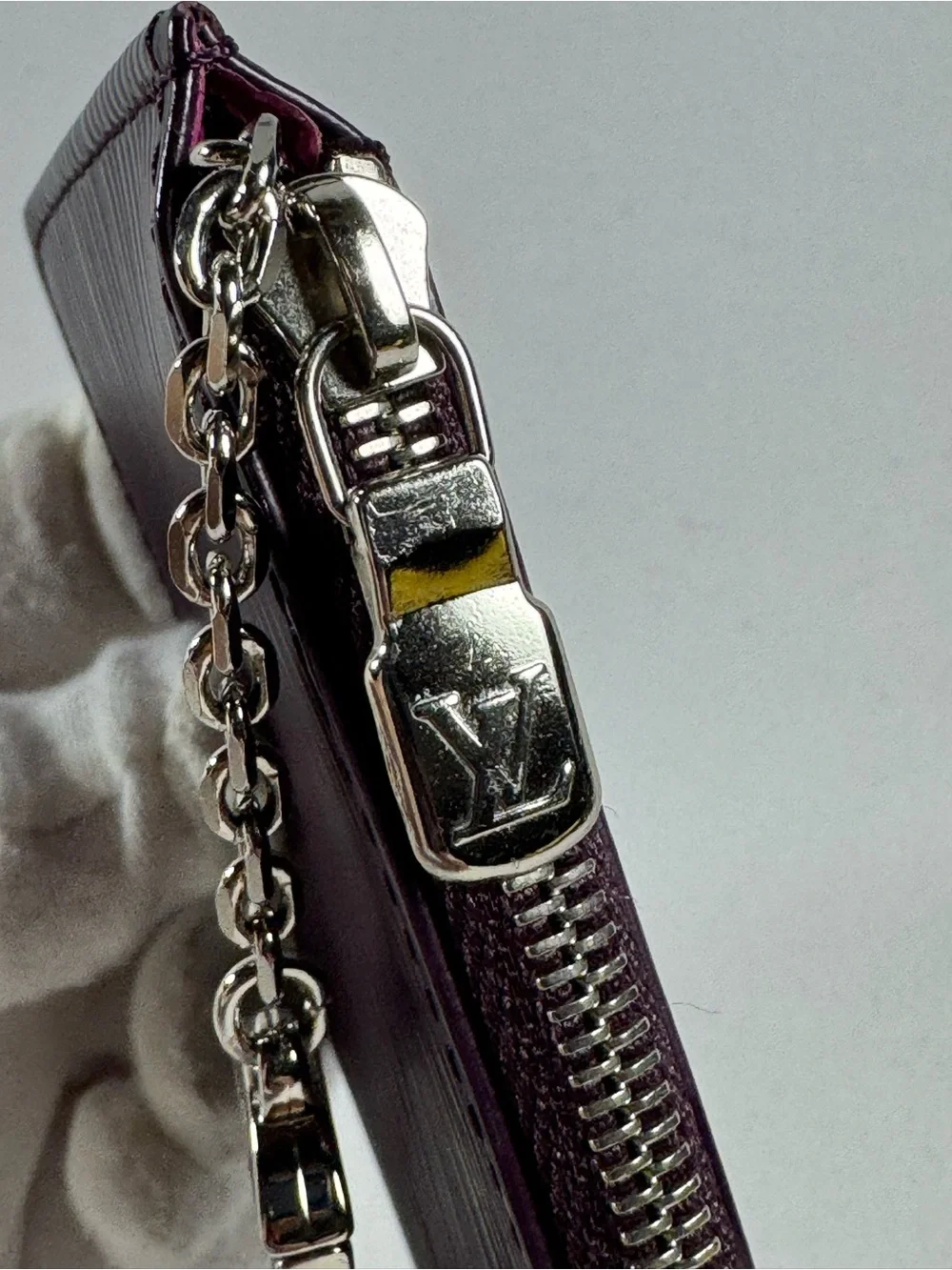 Louis Vuitton Pochette Cles: Purple Epi Leather Key Pouch with Silver Hardware